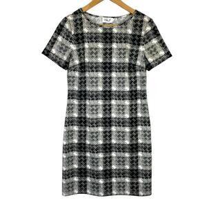Eliza J plaid t-shirt dress black & white - 6